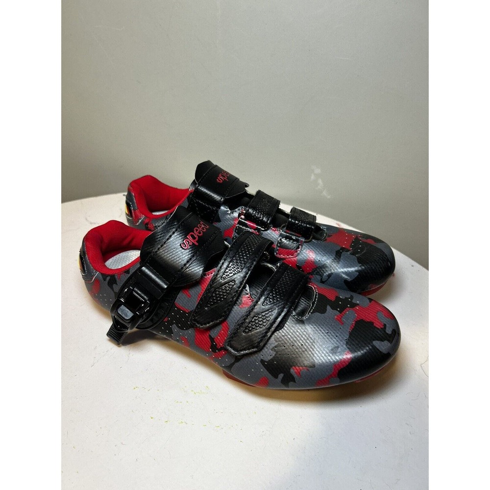 Speed Road Cycling Shoes Red/Black Camouflage Cleats Bike Men's Sz US 8.0 EUR41